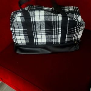 Black and White Plaid Weekender Bag